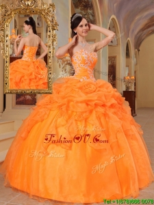 2016 New Style Orange Red Ball Gown Sweetheart Quinceanera Dresses