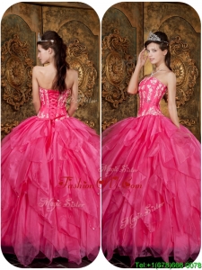 Beautiful Appliques and Ruffles Hot Pink Sweet 16 Dresses