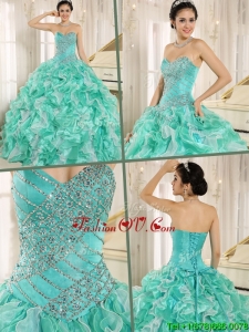 Fall Pretty Brand New Apple Green Quinceanera Dresses with Beading and Ruffles