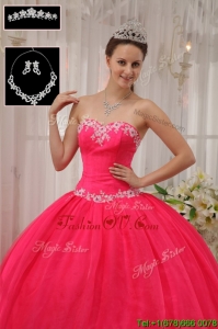 Pretty Ball Gown Appliques Quinceanera Dresses in Coral Red