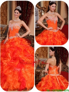 Exclusive Appliques and Beading Orange Sweet Sixteen Dresses