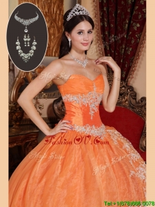 Exquisite Orange Red Sweet Sixteen Dresses with Beading and Appliques