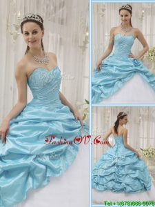 Perfect Beading Sweetheart Sweet Sixteen Dresses in Aqua Blue