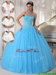 Romantic Beading Ball Gown Floor Length Sweet Sixteen Dresses