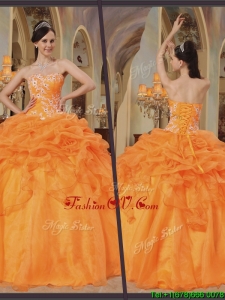 Unique Orange Red Ball Gown Floor Length Quinceanera Dresses