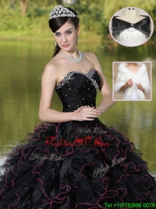Unique Ruffles Layered and Beading Quinceanera Dresses in Black