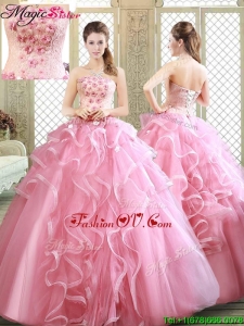 Lovely Strapless Sweet 16 Dresses with Appliques and Ruffles