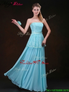 2016 Affordable Strapless Floor Length Bridesmaid Dresses in Aqua Blue