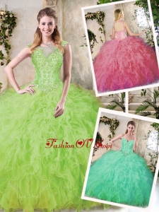 Modern Ball Gown Quinceanera Dresses with Appliques and Ruffles