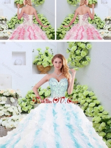 Popular Beading and Ruffles Quinceanera Dresses with Brush Train