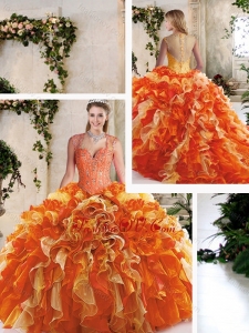 Classical Straps Quinceanera Dresses with Beading and Ruffles