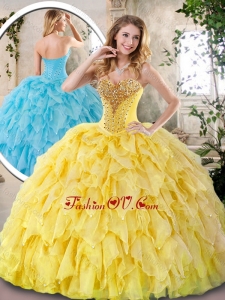 Elegant Yellow Quinceanera Dresses with Beading and Ruffles