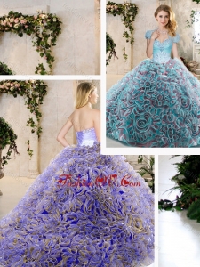 Fashionable Beading and Ruffles Quinceanera Dresses in Blue
