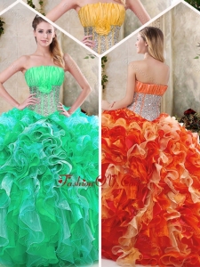 Lovely Strapless Quinceanera Dresses with Sequins and RufflesStrapless Quinceanera Dresses with Sequins and Ruffles