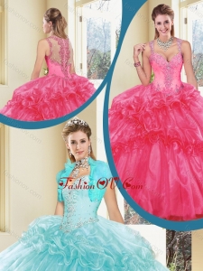 New style Straps Beading Quinceanera Dresses with Ruffles