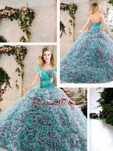 Modest Brush Train Quinceanera Dresses with Beading and Ruffles