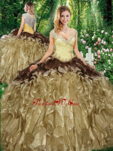 Wonderful Straps Sweet 16 Gowns with Beading and Ruffles