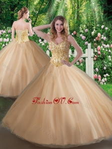 Affordable A Line Champagne Sweet 16 Gowns with Beading