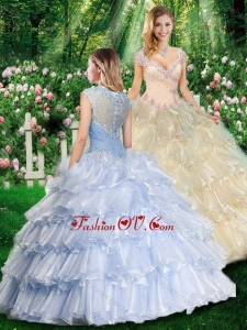 Lovely Ball Gown Quinceanera Gowns with Beading and Ruffled Layers