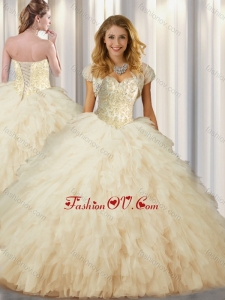 Latest Sweetheart Champagne Quinceanera Dresses with Beading