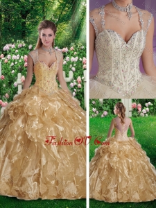 New style Sleeveless Beading Sweet 16 Gowns in Champange