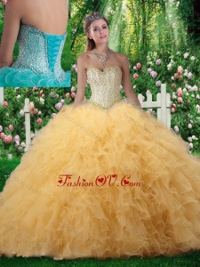 New style Sweetheart Quinceanera Dresses with Beading in Champagne