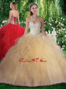 Pretty Ball Gown Beading and Ruffles Sweet 16 Gowns