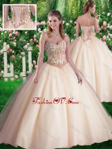Simple Ball Gowns Sweetheart Appliques Champagne Sweet 16 Dresses