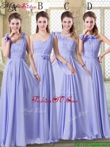 Pretty 2016 Empire Floor Length Dama Dresses in Lavender