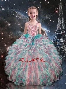 2016 Pretty Straps Birthday Party Dresses with Beading and Ruffles