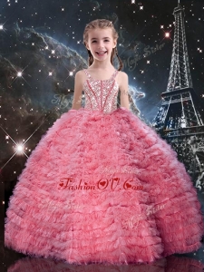 Beautiful Straps Little Girl Pageant Dresses with Beading and Ruffles
