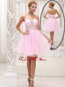 2016 Exquisite Strapless Beading Short Bridesmaid Dresses for Homecoming