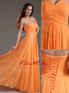 2016 Low Price Sweetheart Floor Length Ruching Evening Dress in Orange