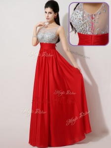 2016 Most Popular Empire Scoop Side Zipper Prom Dresses in Red