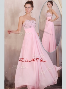 2016 Most Popular Empire Sweetheart Beading Baby Pink Prom Dress