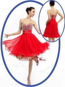 2016 Most Popular Sweetheart Red Short Prom Dresses with Beading