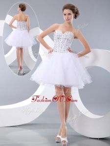 2016 Most Popular White Short Prom Dresses with Beading for Cocktail