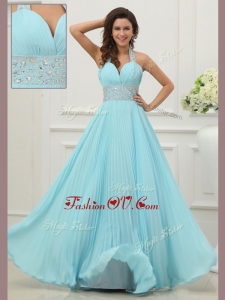 2016 Unique Halter Top Prom Dress with Beading and Paillette