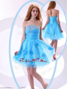 2016 Vintage Short Prom Dress with Beading and Hand Made Flowers