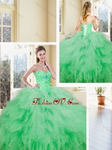 2016 Luxurious Sweetheart Beading and Ruffles Quinceanera Dresses