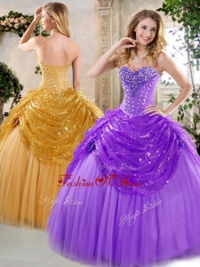 2016 New Style Ball Gown Beading and Paillette Quinceanera Dresses for Fall