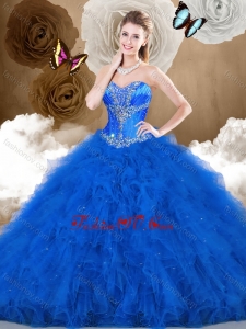 2016 Cheap Ball Gown Sweetheart Beading and Ruffles Quinceanera Dresses