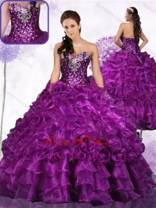 Beautiful Beading Ball Gown Sweet 16 Dresses with Ruffles and Sequins