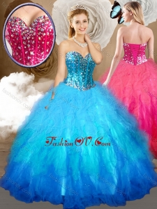 Simple Ball Gown Sweet 16 Dresses with Beading and Ruffles
