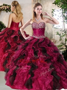 Most Popular Sweetheart Multi Color Modern Sweet 16 Gowns with Beading and Ruffles