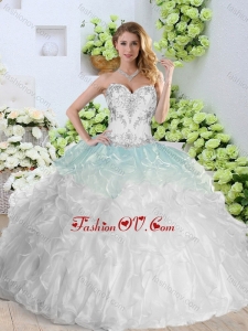 Simple Sweetheart White Modern Quinceanera Gowns with Appliques and Ruffles