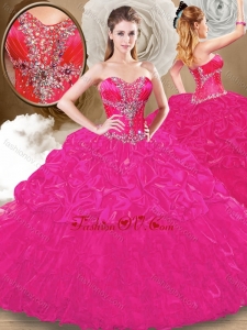 New style Sweetheart Fuchsia Sweet 16 Gowns with Pick Ups