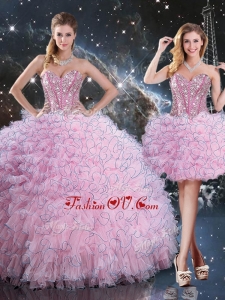 2016 Pretty Detachable Quinceanera Skirts with Beading and Ruffles