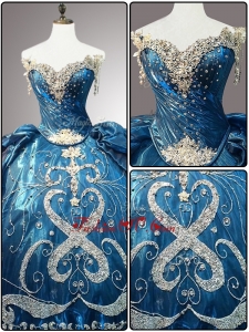 New Style Sweetheart Beading Teal Quinceanera Dresses for 2016