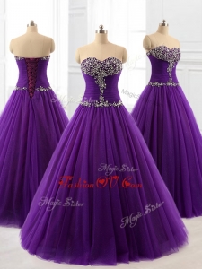 2016 Custom Made Beading A Line Sweet 16 Dresses in Purple